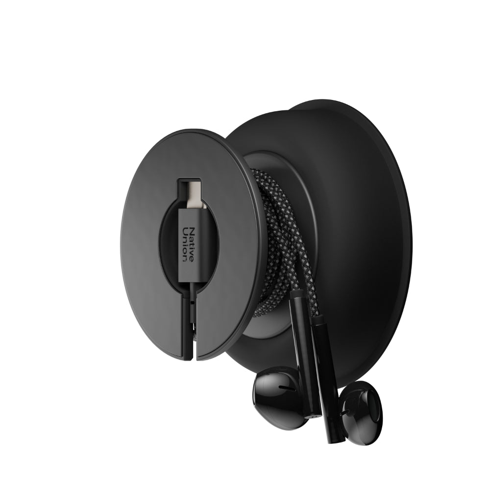 Native Union Wired Buds USB-C Earbuds with Magnetic Organizer, Tangle-Free Braided Cable, In-Line Microphone and Remote, Rich Balanced Sound, Phone Stand, Compatible with USB-C Devices, Black