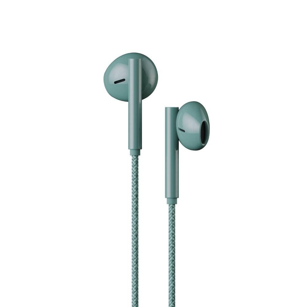 Native Union Wired Buds USB-C Earbuds with Magnetic Organizer, Tangle-Free Braided Cable, In-Line Microphone and Remote, Rich Balanced Sound, Phone Stand, Compatible with USB-C Devices, Slate Green