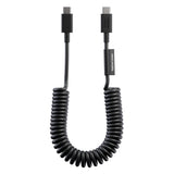 Native Union POP Cable USB-C to USB-C Retractable Charging Cable, 60W Fast Charge, Coiled Tangle-Free Design, Stretchable up to 4ft, Durable 30,000 Bends for iPhone 15, iPad, MacBook & More - Black