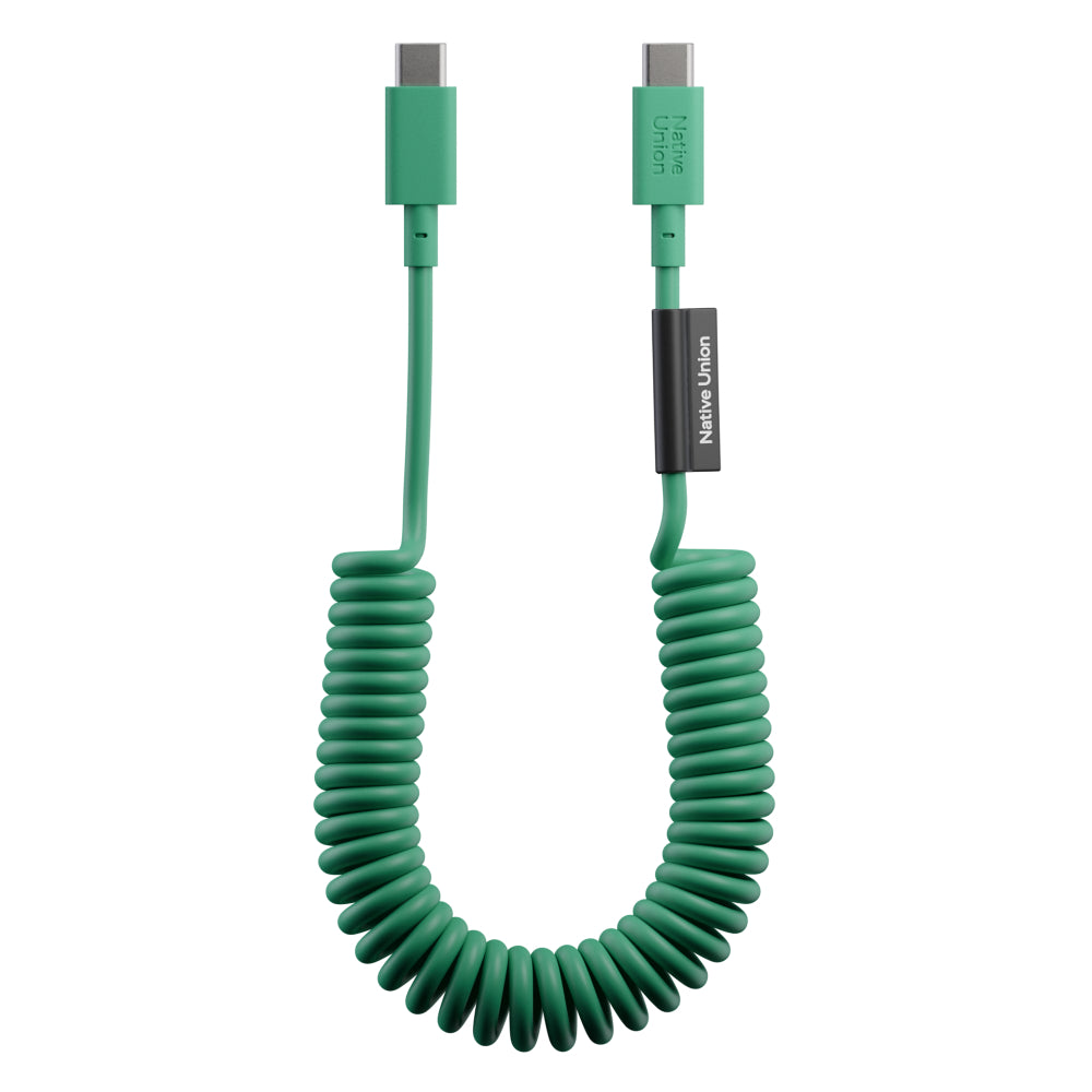 Native Union POP Cable USB-C to USB-C Retractable Charging Cable, 60W Fast Charge, Coiled Tangle-Free Design, Stretchable up to 4ft, Durable 30,000 Bends for iPhone 15, iPad, MacBook & More - Pine