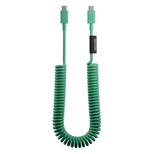 Native Union POP Cable XL USB-C to USB-C Retractable Charging Cable, 60W Fast Charge, Coiled Tangle-Free Design, Stretchable up to 7.9ft, Durable 30,000 Bends for iPhone 15, iPad, MacBook & More - Pine