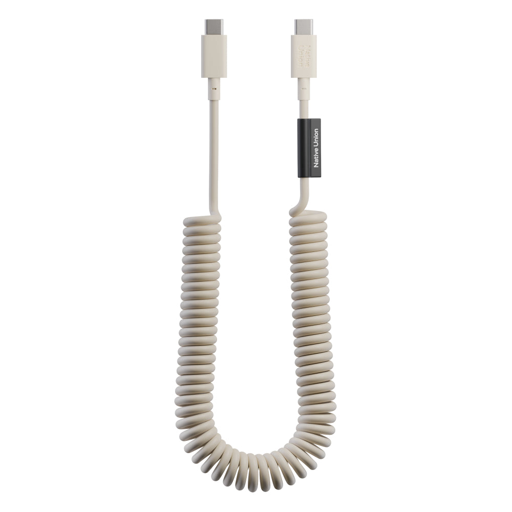 Native Union POP Cable XL USB-C to USB-C Retractable Charging Cable, 60W Fast Charge, Coiled Tangle-Free Design, Stretchable up to 7.9ft, Durable 30,000 Bends for iPhone 15, iPad, MacBook & More - Sandstone