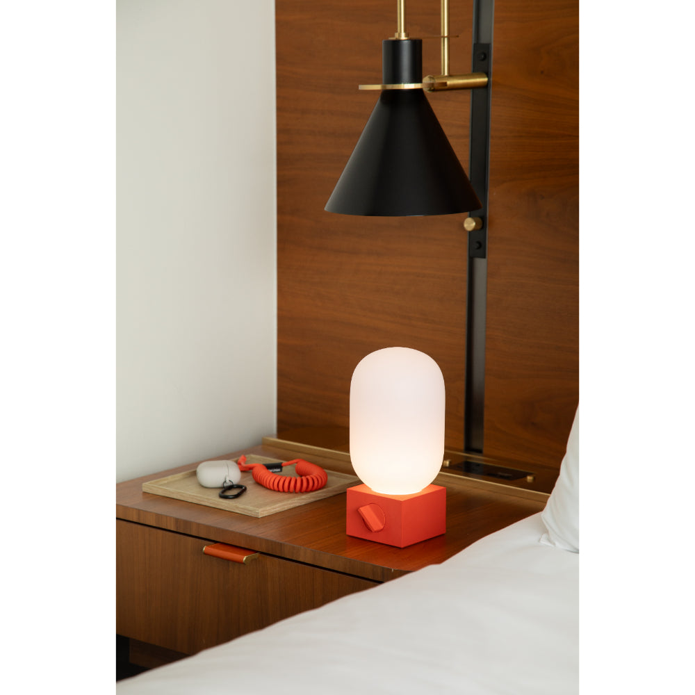 Native Union POP Light Portable LED Lantern, Rechargeable 5000mAh Battery, Up to 160 Lumens, 3 Adjustable Light Modes, Up to 120 Hours Battery Life, USB-C Power Bank, IPX4 Water Resistant, Portable Lamp, Alarm Red