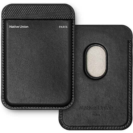 Native Union Card Wallet MagSafe Re Classic, Card Wallet for Men Women, Leather Wallet 3x Cards Slot, Light Slim Safe Strong Magnet, for iPhone 17/16/15/14/13/12 & Compatible phones & Cases, Black