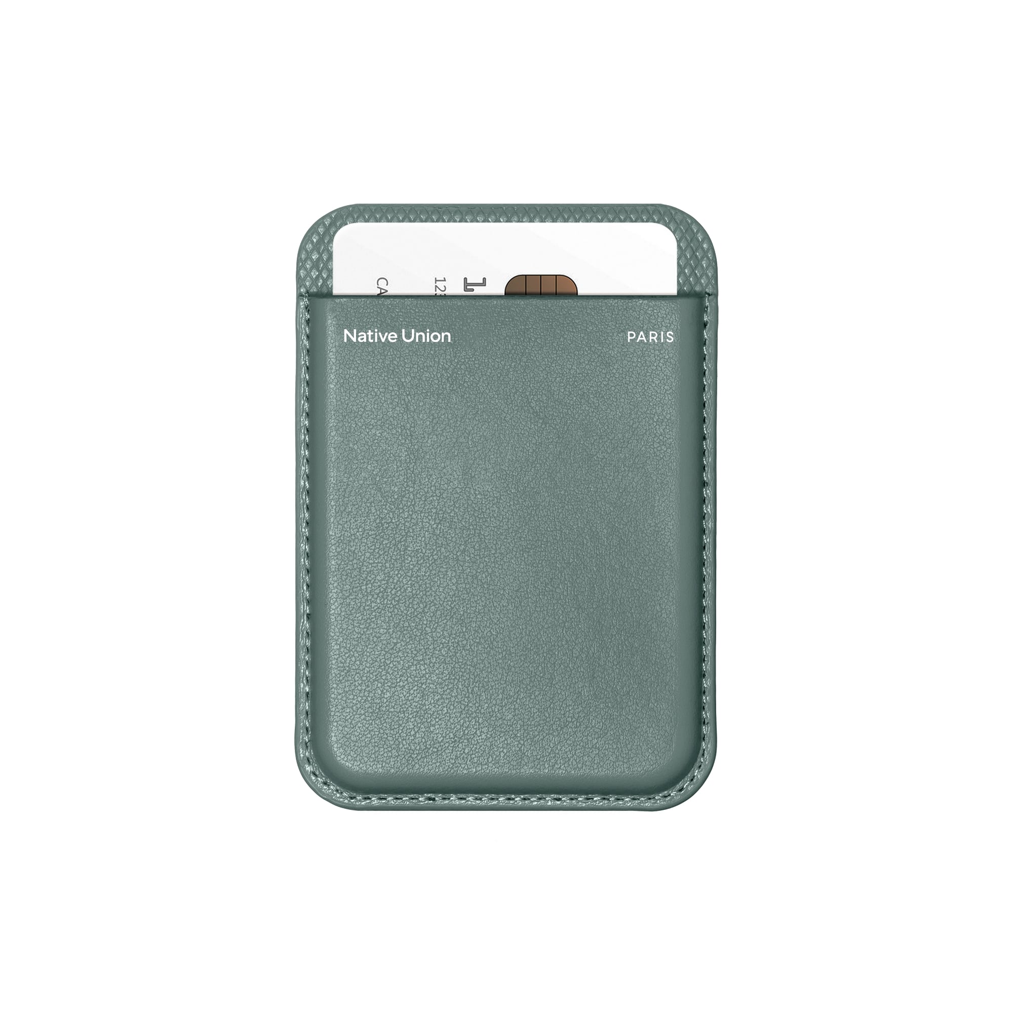 Native Union Card Wallet MagSafe Re Classic, Card Wallet for Men Women, Leather Wallet 3x Cards Slot, Light Slim Safe Strong Magnet, for iPhone 17/16/15/14/13/12 Phones & Cases, Slate Green