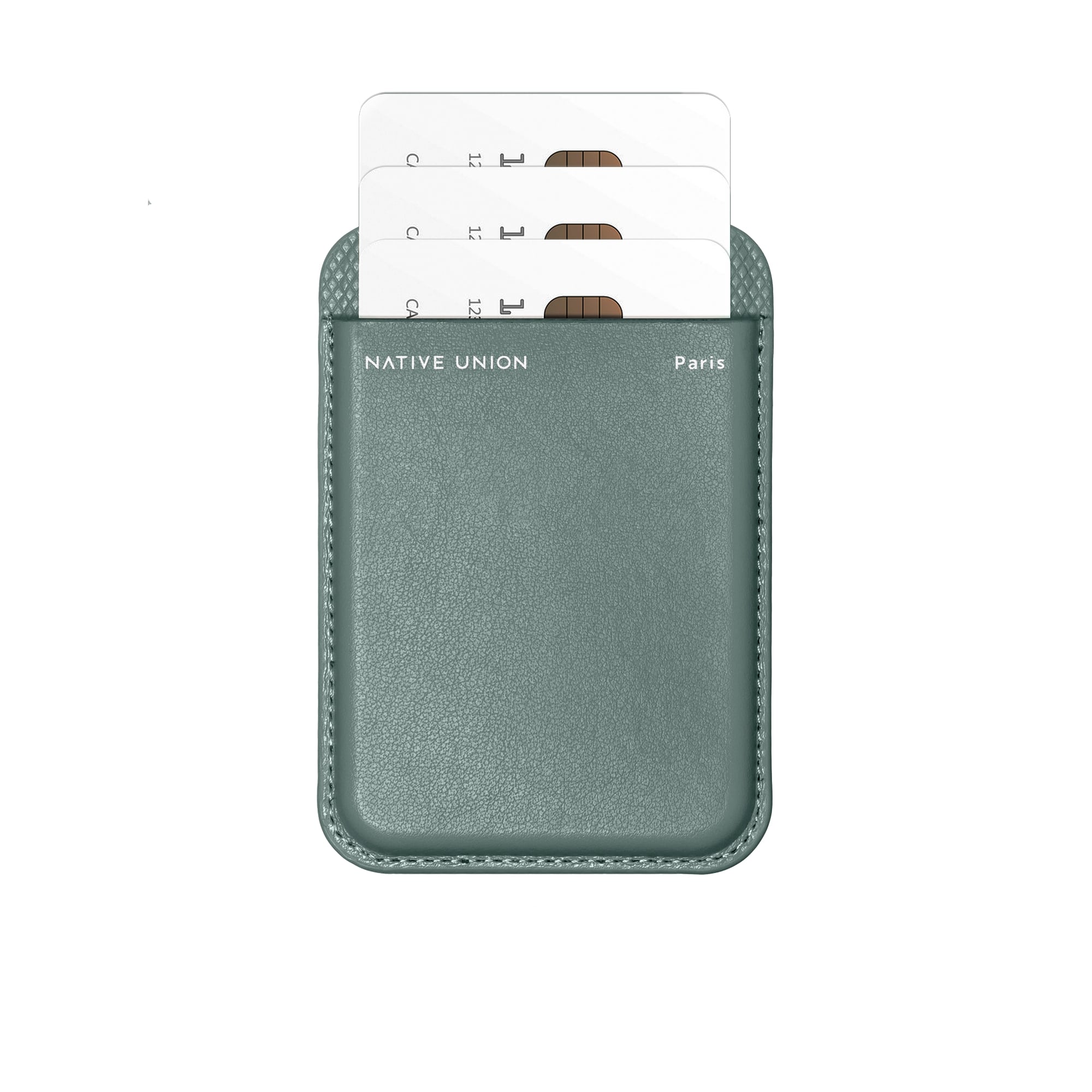 Native Union Card Wallet MagSafe Re Classic, Card Wallet for Men Women, Leather Wallet 3x Cards Slot, Light Slim Safe Strong Magnet, for iPhone 17/16/15/14/13/12 Phones & Cases, Slate Green
