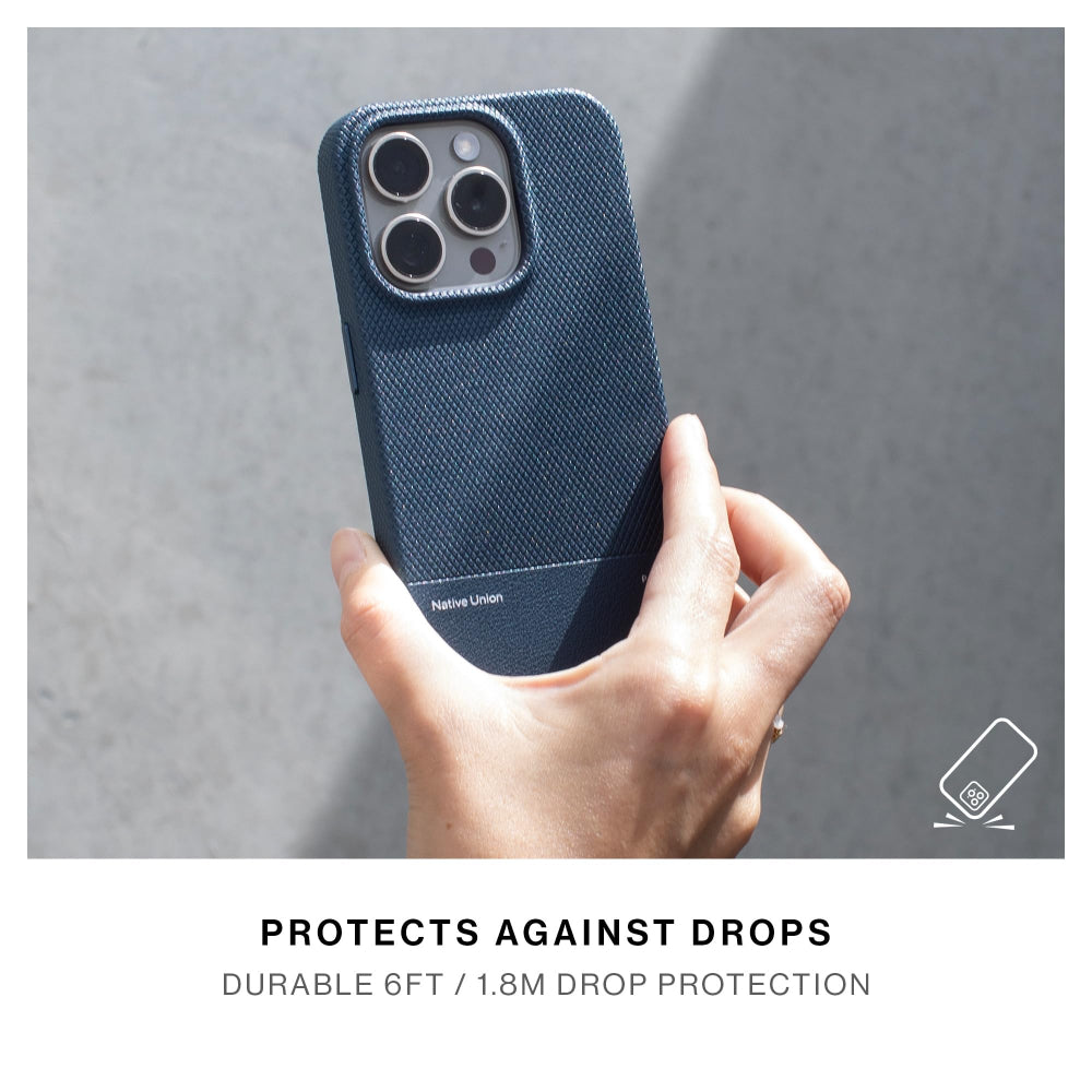 Native Union (RE)Classic Leather Case w/ Magsafe for Apple iPhone 16 Pro 6.3" 2024| Italian Leather from Recycled Materials, 6-Ft Drop & Scratch Protection, Raised Edges, Wireless Charging - Navy