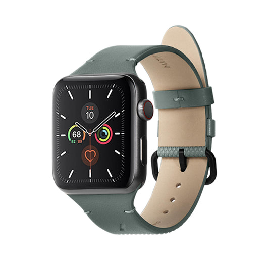 Native Union (Re)Classic Band for Apple Watch Ultra / 42 / 44 / 45mm models- Elegant Textured Leather Band, Comfortable All-Day Wear, Eco-Friendly, Stain Resistant, Secure Attachment - Slate Green