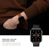 Native Union Classic Strap for Apple Watch 42/44mm – Genuine Italian Nappa Leather, Stainless Steel Hardware w/ Soft Nubuck Leather Backing, for Apple Watch SE/6/5/4/3/2/1 - Black