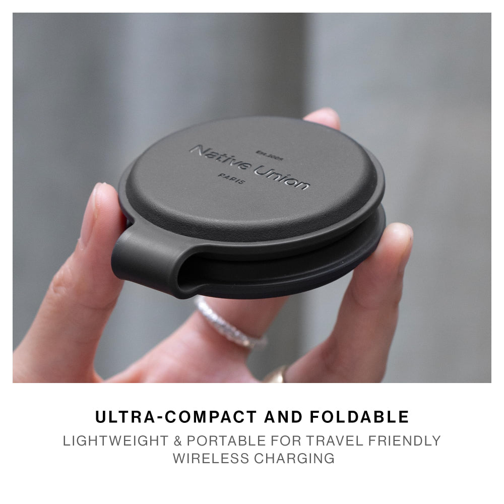 Native Union Voyage 2-In-1 Wireless Charger Black | Qi2 Magnetic Wireless Charger for iPhone, AirPods and Apple Watch Compatible Devices, Foldable Travel Charging Station, Black