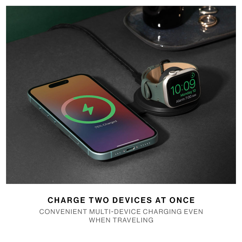 Native Union Voyage 2-In-1 Wireless Charger Sandstone | Qi2 Magnetic Wireless Charger for iPhone, AirPods and Apple Watch Compatible Devices, Foldable Travel Charging Station, Sandstone