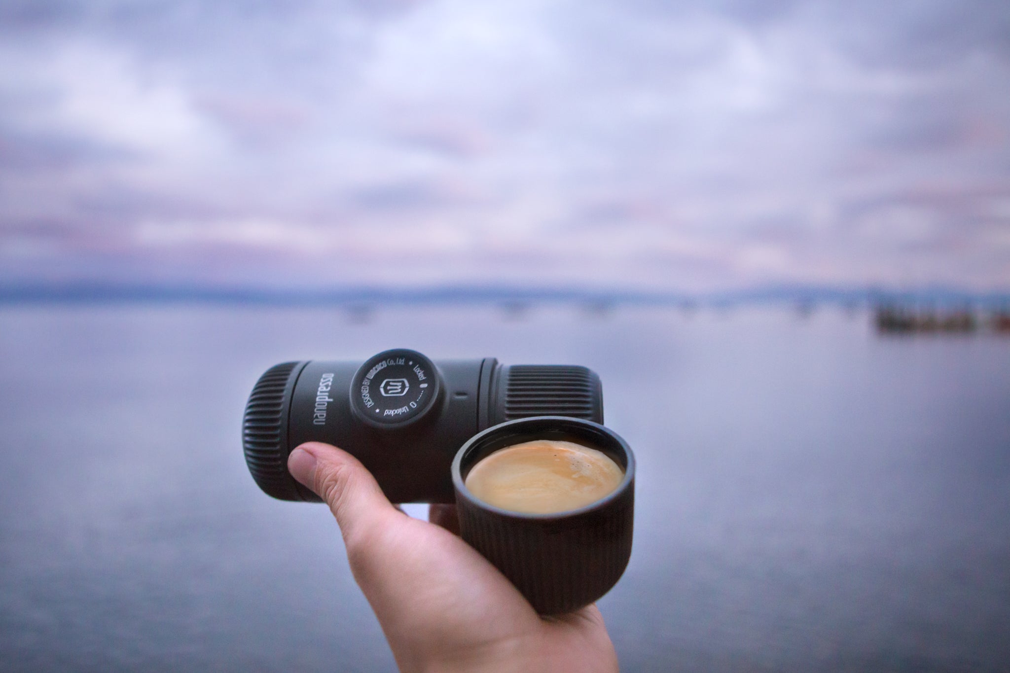 Wacaco Nanopresso Portable Espresso Maker, 18 Bar Manual Pressure, Travel Coffee Machine, Ground Coffee Compatible, No Electricity Needed, Black