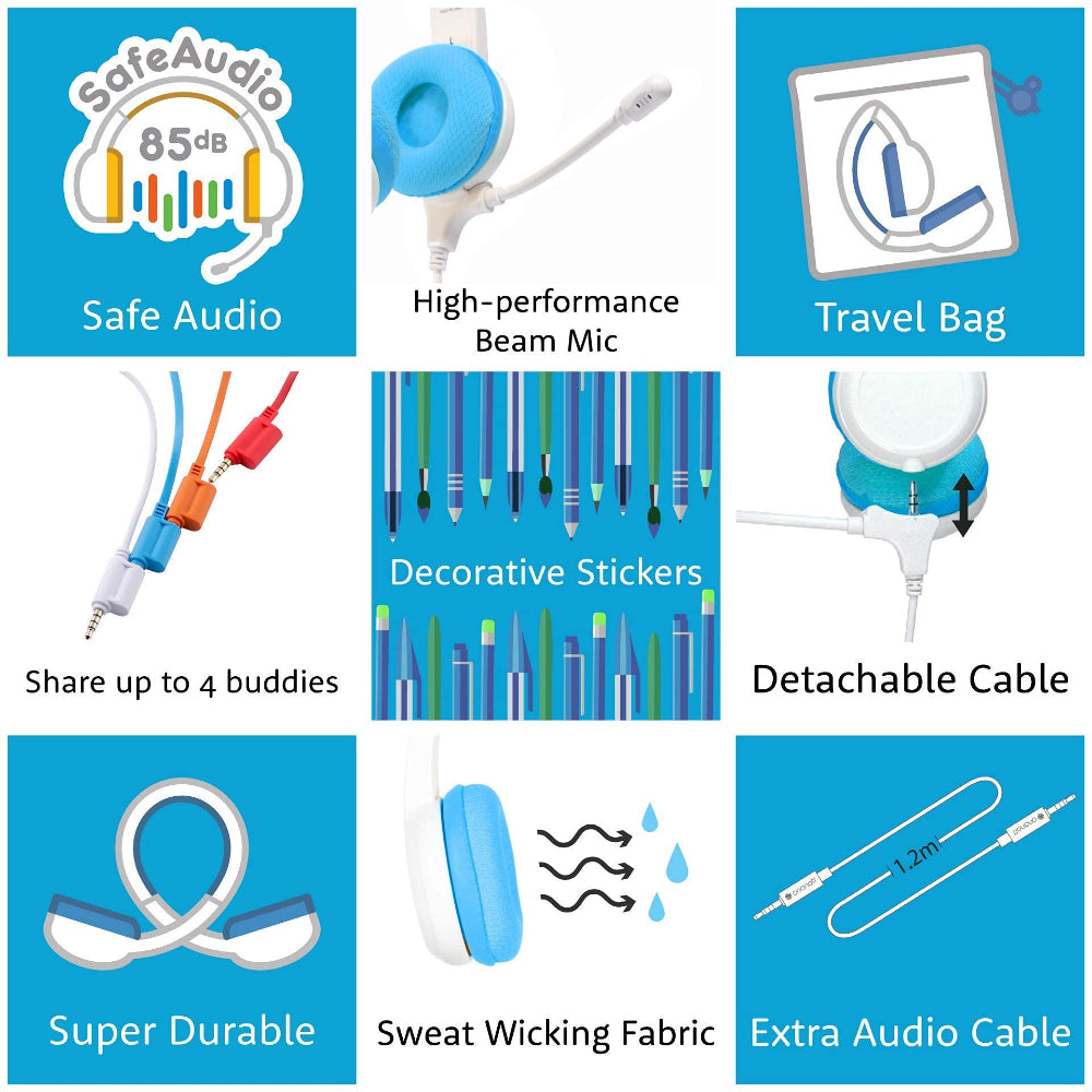 [OPEN BOX] BUDDYPHONES School Plus Headphones - Blue