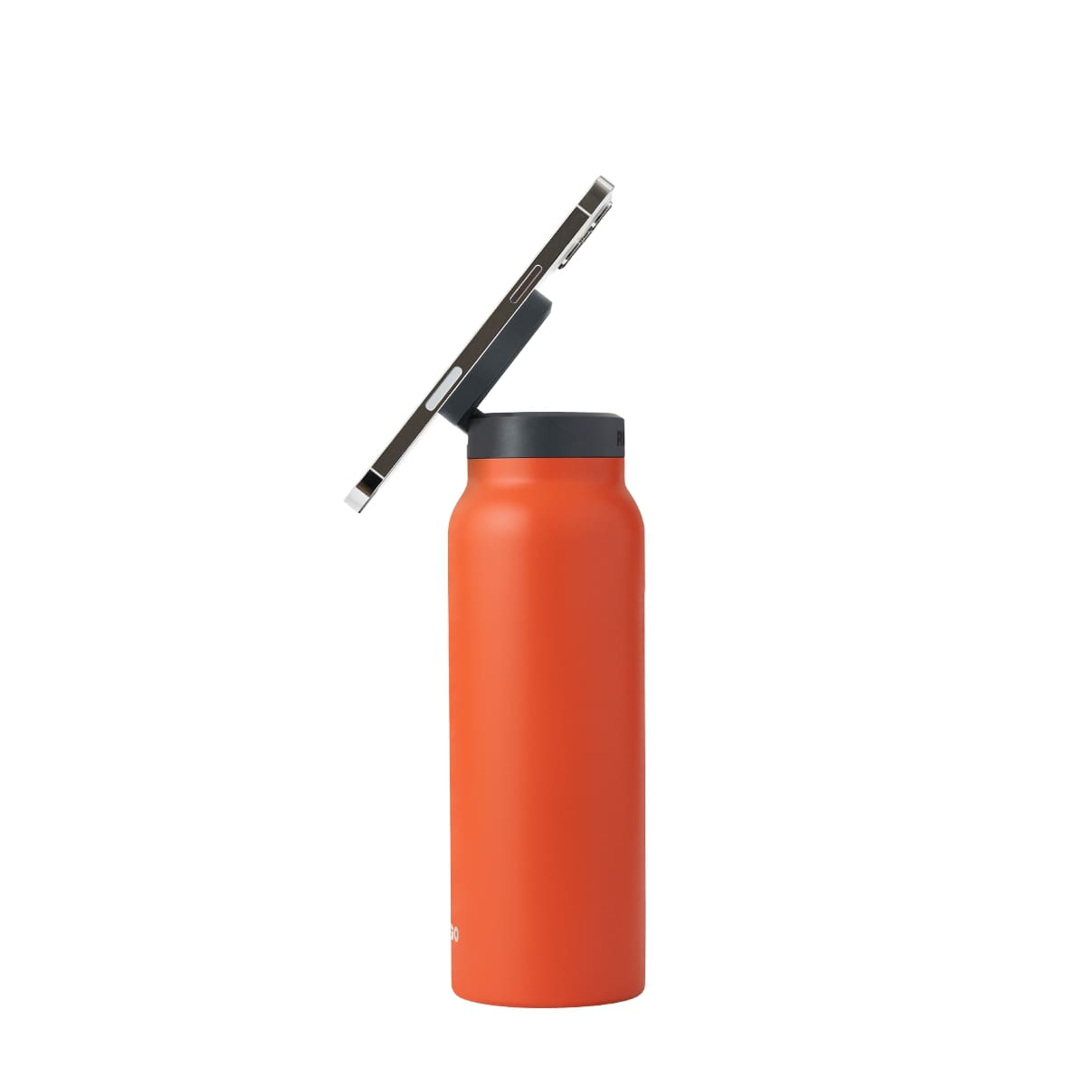 RINGO Water Bottle + Free Magnetic Booster Ring| Stainless Steel Hydration Bottle w/ Integrated MagSafe Phone Mount, 12Hrs Hot/24Hrs Cold, BPA-Free , Works w/ All Devices Android & iOS - Orange 24Oz