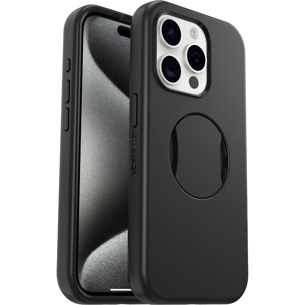 غطاء حماية OTTERBOX لهاتف iPhone 15 Pro بتقنية OtterGrip Symmetry - أسود