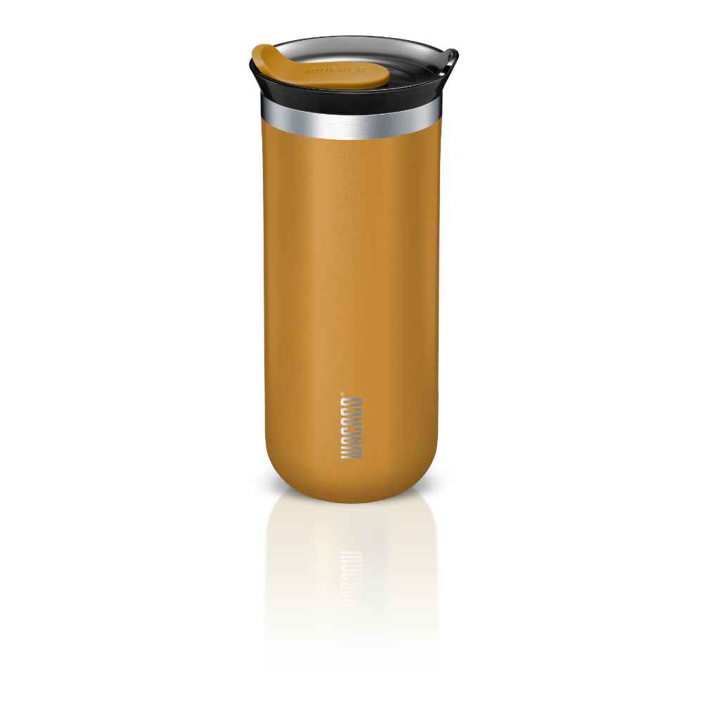 Wacaco Octaroma GRANDE Vacuum Insulated Mug (435ml) - Double Wall Stainless Steel Coffee Travel Tumbler w/ Leakproof Drinking Lid, Reusable, Washable, BPA-Free, Hot & Cold - Yellow
