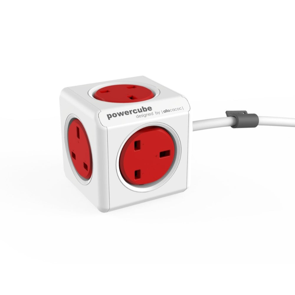 [OPEN BOX] ALLOCACOC PowerCube Extended 1.5 meter 5Way Wall Socket Adapter - Red