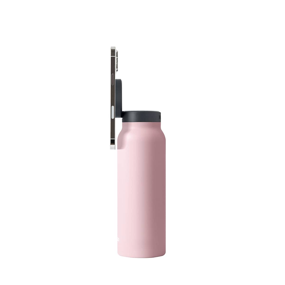 RINGO Water Bottle + Free Magnetic Booster Ring| Stainless Steel Hydration Bottle w/ Integrated MagSafe Phone Mount, 12Hrs Hot/24Hrs Cold, BPA-Free, Works w/ All Devices Android & iOS - Pink 24Oz