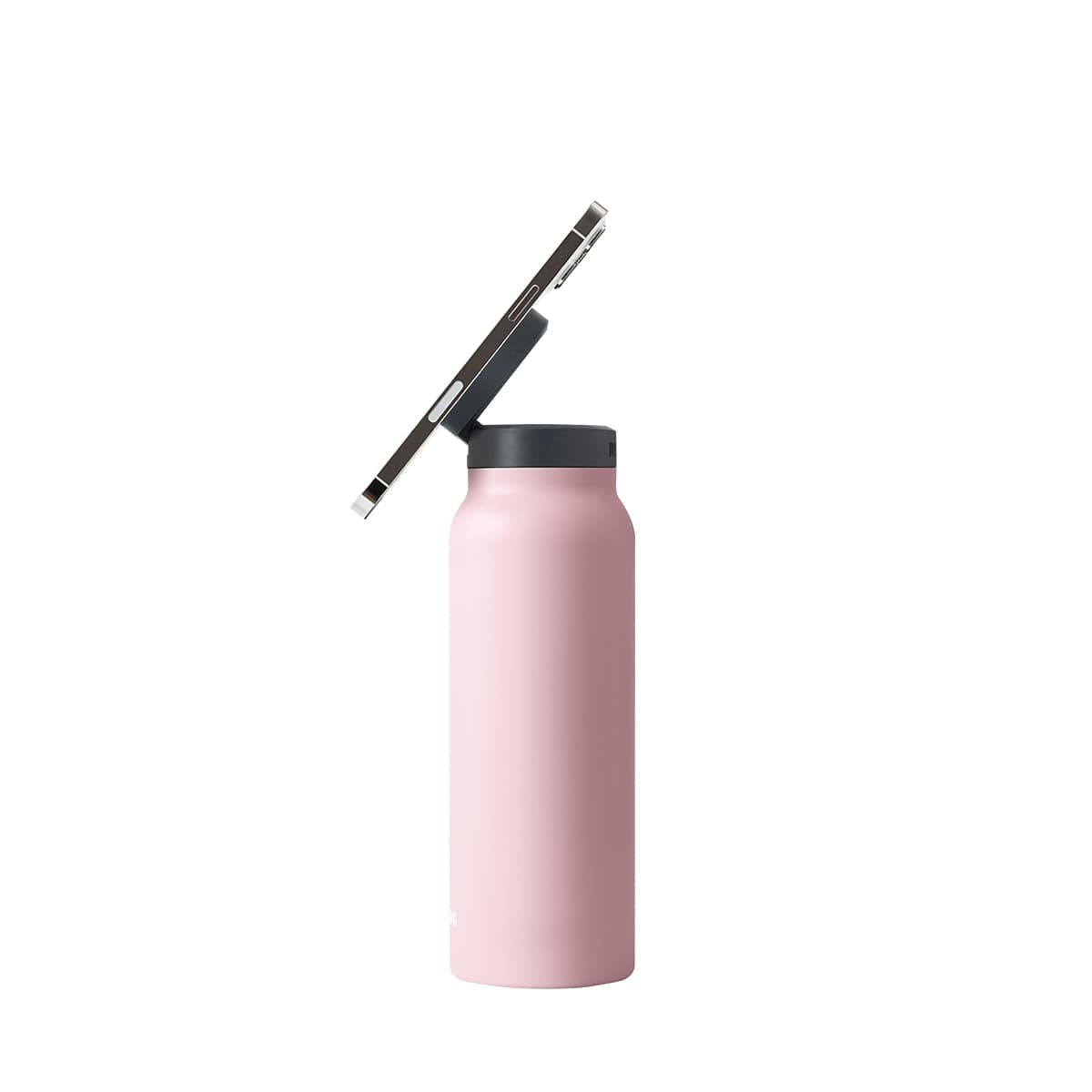 RINGO Water Bottle + Free Magnetic Booster Ring| Stainless Steel Hydration Bottle w/ Integrated MagSafe Phone Mount, 12Hrs Hot/24Hrs Cold, BPA-Free, Works w/ All Devices Android & iOS - Pink 24Oz