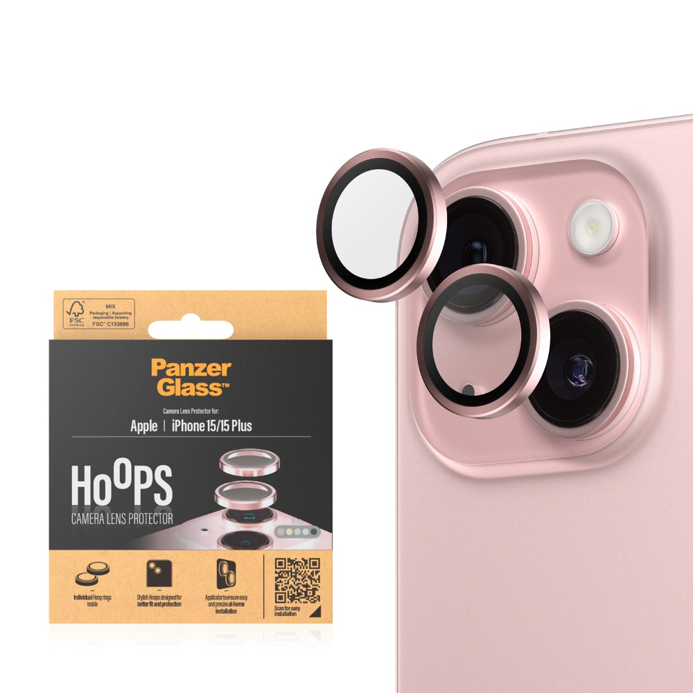 PANZERGLASS iPhone 15 /15 Plus - Hoops Camera Lens Protector - Pink