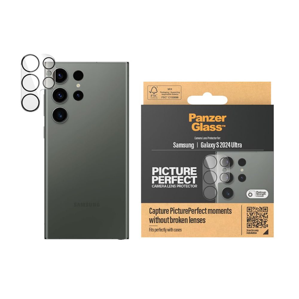 PanzerGlass Picture Perfect Samsung Galaxy S24 Ultra| Camera Lens Protector - 4 Layers of Protection w/ Anti-Shatter Layer, Anti-FingerPrint, Smudge-Free, Drop Proof, No Image Distortion