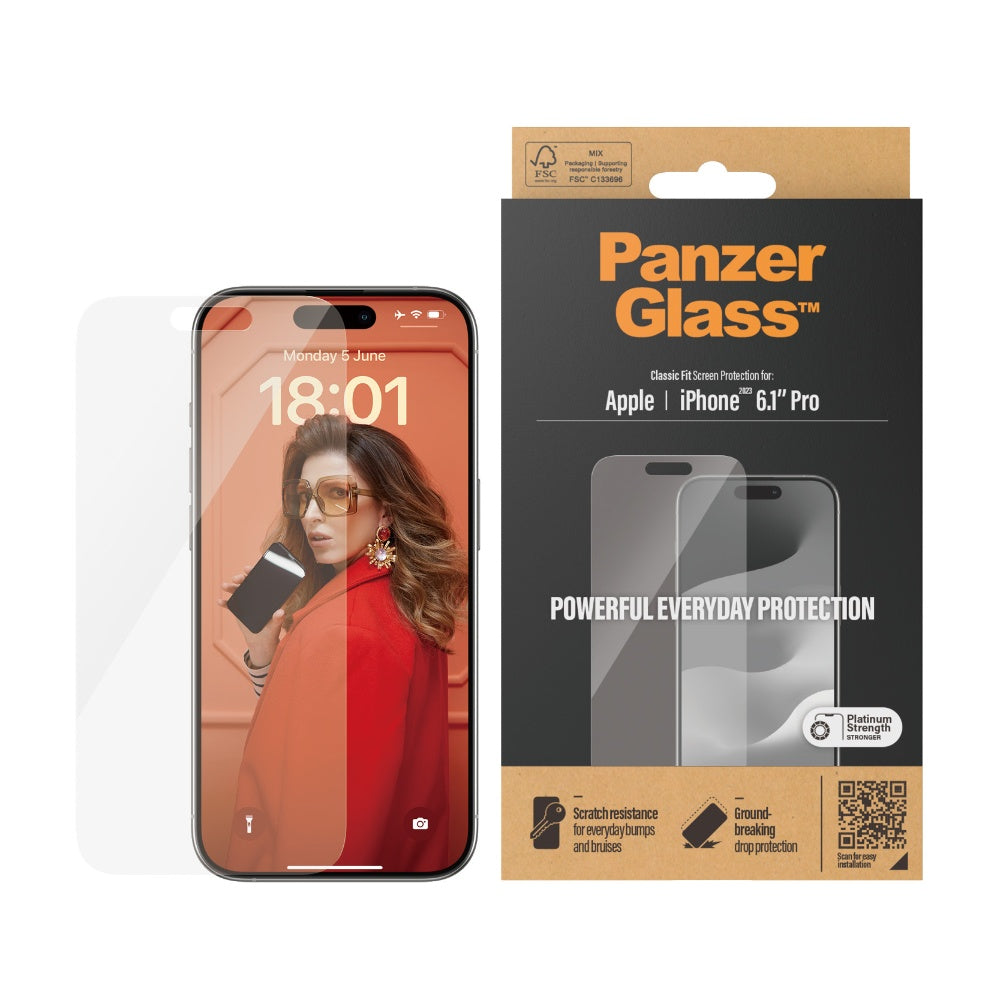 PANZERGLASS iPhone 15 Pro Classic Fit Screen Protector - Clear