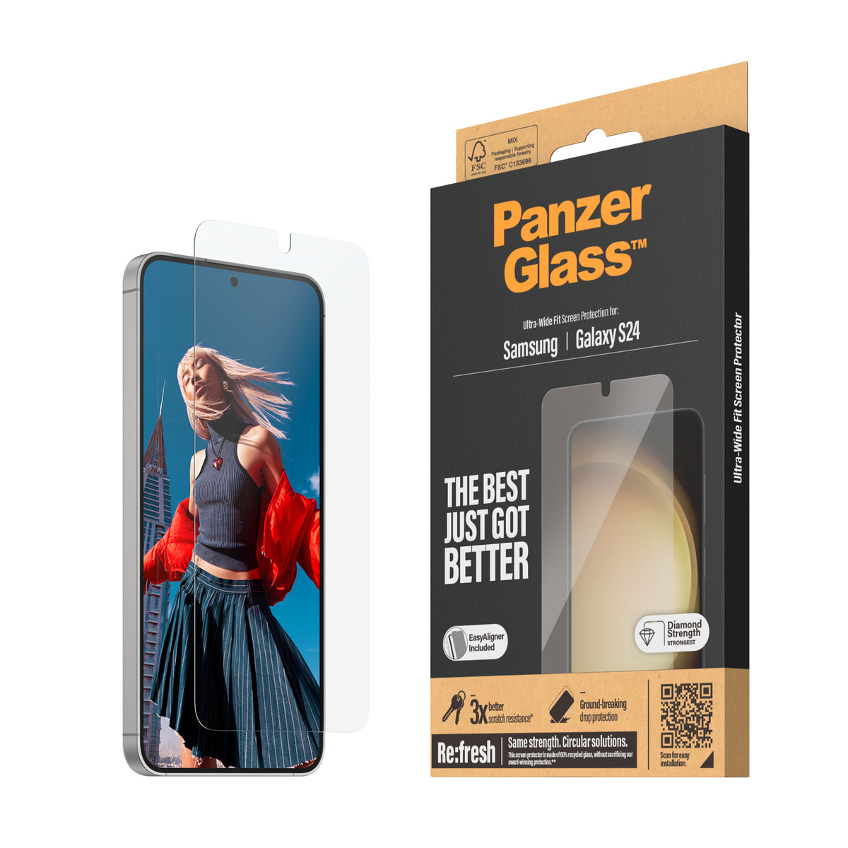 PANZERGLASS Samsung Galaxy S24 - UWF Screen Protector - Clear