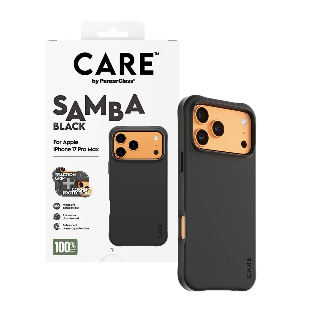 PanzerGlass iPhone 17 Pro Max MagSafe Case SAMBA, 8-Ft Drop Protection Cover, Slim Thin Profile, Raised Camera Bezel, MagSafe Compatible - Black