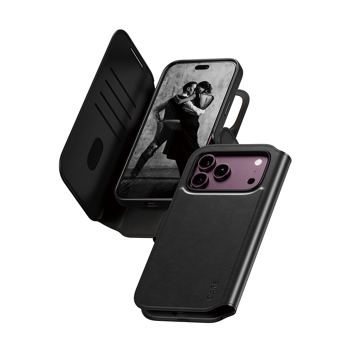 CARE by PanzerGlass iPhone 18 Pro Max TANGO Wallet Case | 2-in-1 Detachable MagSafe Folio Cover Case, Vegan Leather Wallet, 4-Card Storage, Stand Function, Shock Protection - Black