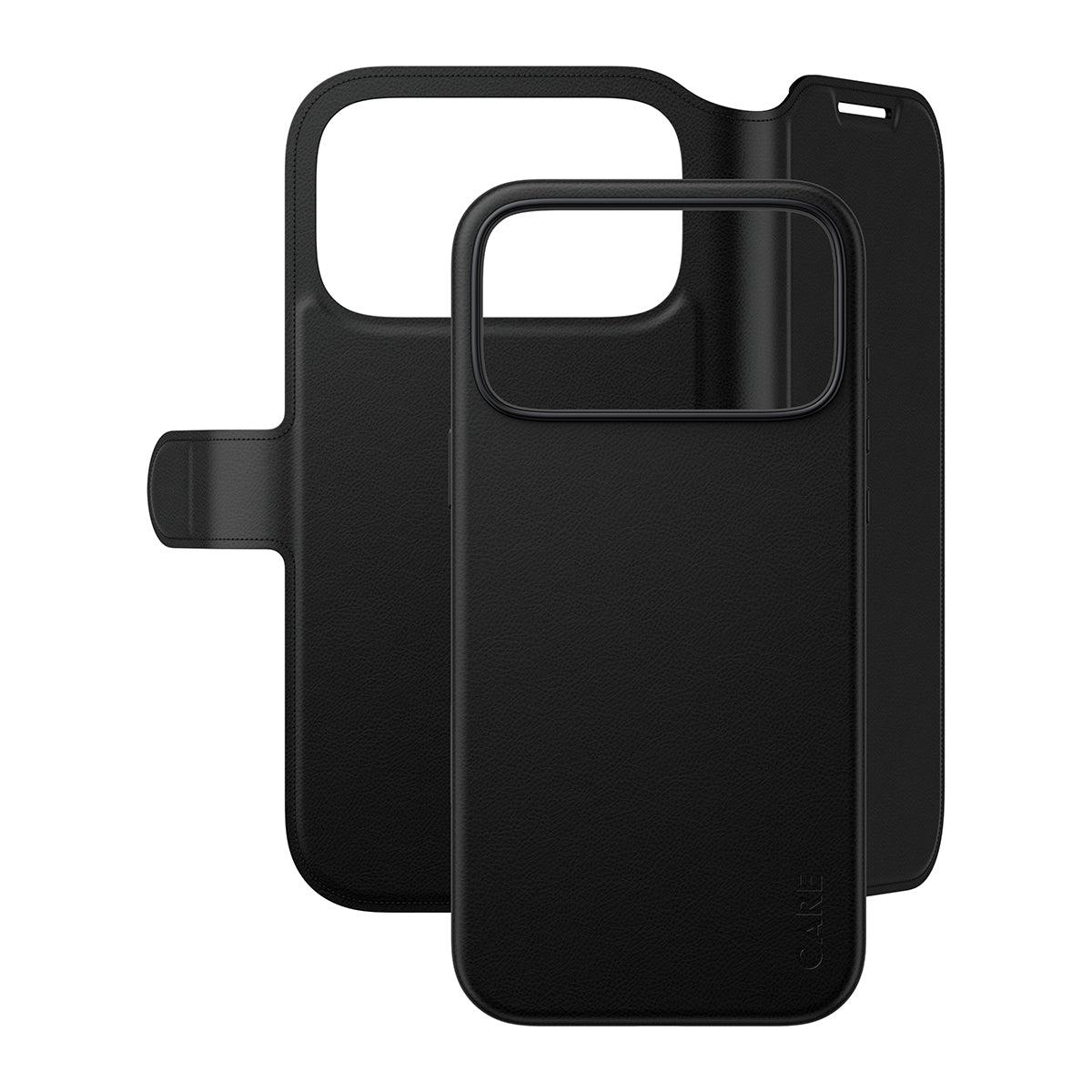 CARE by PanzerGlass iPhone 18 Pro Max TANGO Wallet Case | 2-in-1 Detachable MagSafe Folio Cover Case, Vegan Leather Wallet, 4-Card Storage, Stand Function, Shock Protection - Black