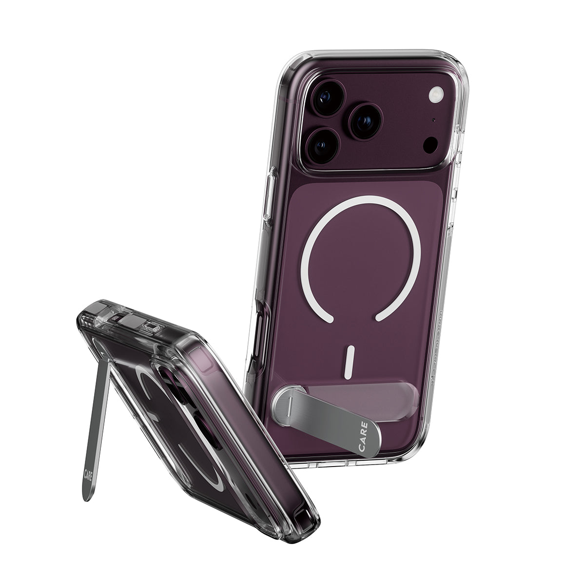 CARE by PanzerGlass iPhone 18 Pro Max KICKSTAND Case | MagSafe Compatible, Foldable 360° Stand, Portrait & Landscape Viewing, Drop Protection, Anti-Yellowing, Recycled Plastic - Transparent