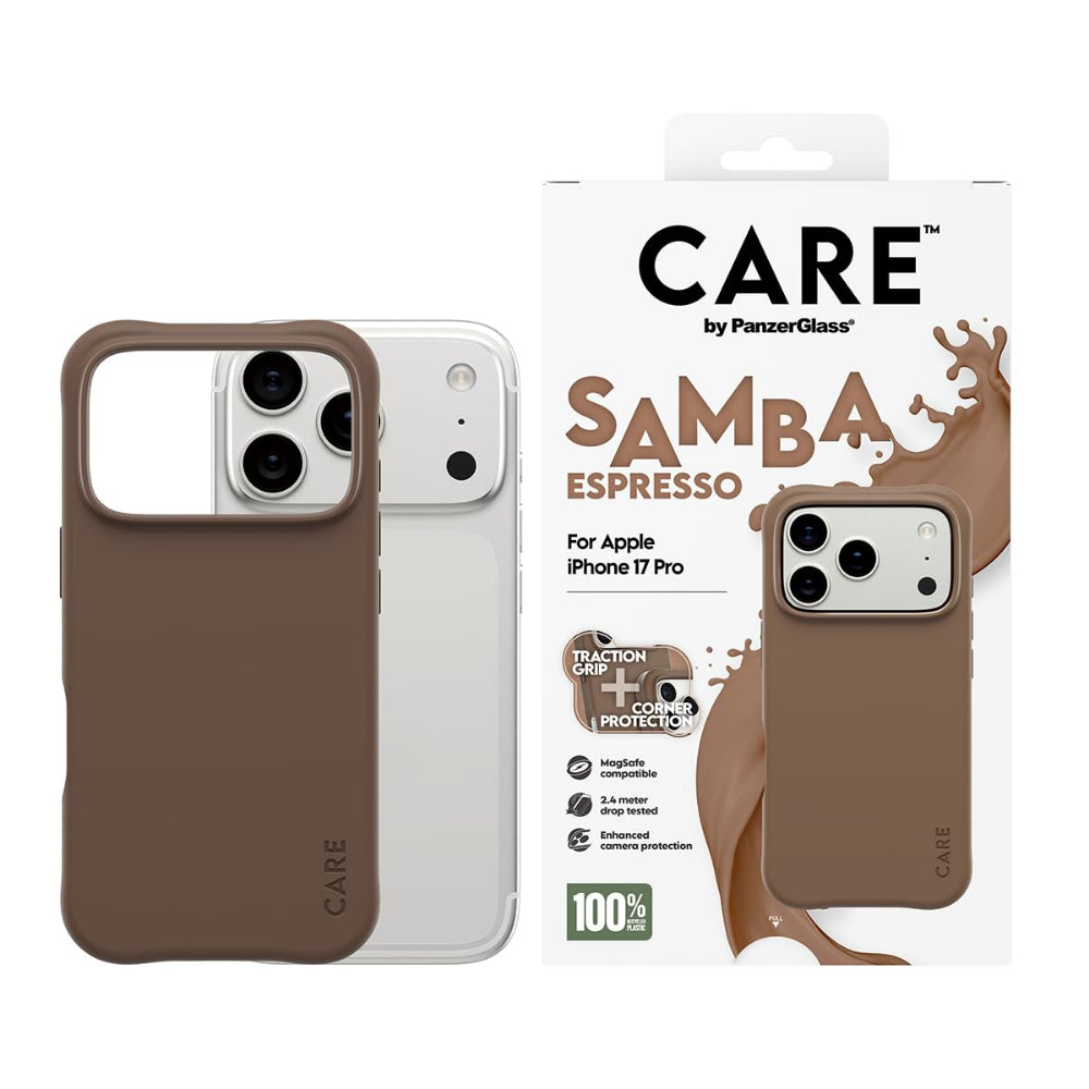 PanzerGlass iPhone 17 Pro MagSafe Case SAMBA, 8-Ft Drop Protection Cover, Slim Thin Profile, Raised Camera Bezel, MagSafe Compatible - Espresso