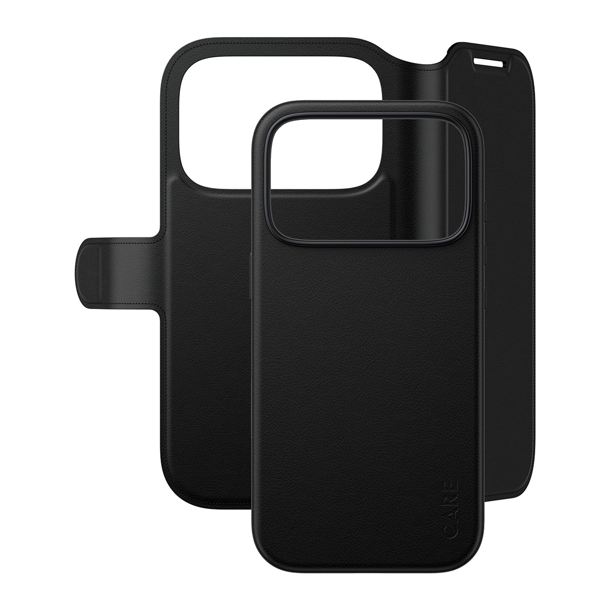 CARE by PanzerGlass iPhone 18 Pro TANGO Wallet Case | 2-in-1 Detachable MagSafe Folio Cover Case, Vegan Leather Wallet, 4-Card Storage, Stand Function, Shock Protection - Black
