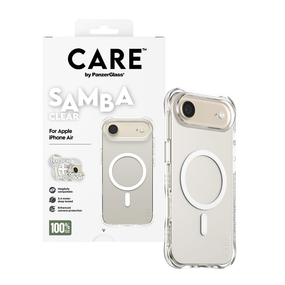 PanzerGlass iPhone 17 Air MagSafe Case SAMBA, 8-Ft Drop Protection Cover, Anti-Yellowing, Slim Profile, Raised Camera Bezel, MagSafe Compatible - Transparent