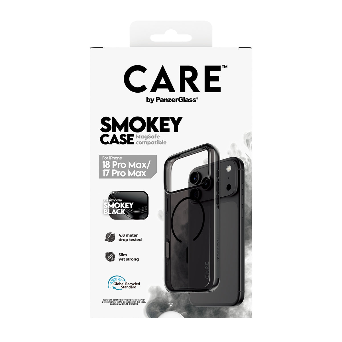 CARE by PanzerGlass iPhone 18 Pro Max URBAN EXPORER Case | MagSafe Compatible, Strong Drop Protection, Slim Protective Design, Recycled Plastic, Raised Camera & Screen Edges - Black/Smokey
