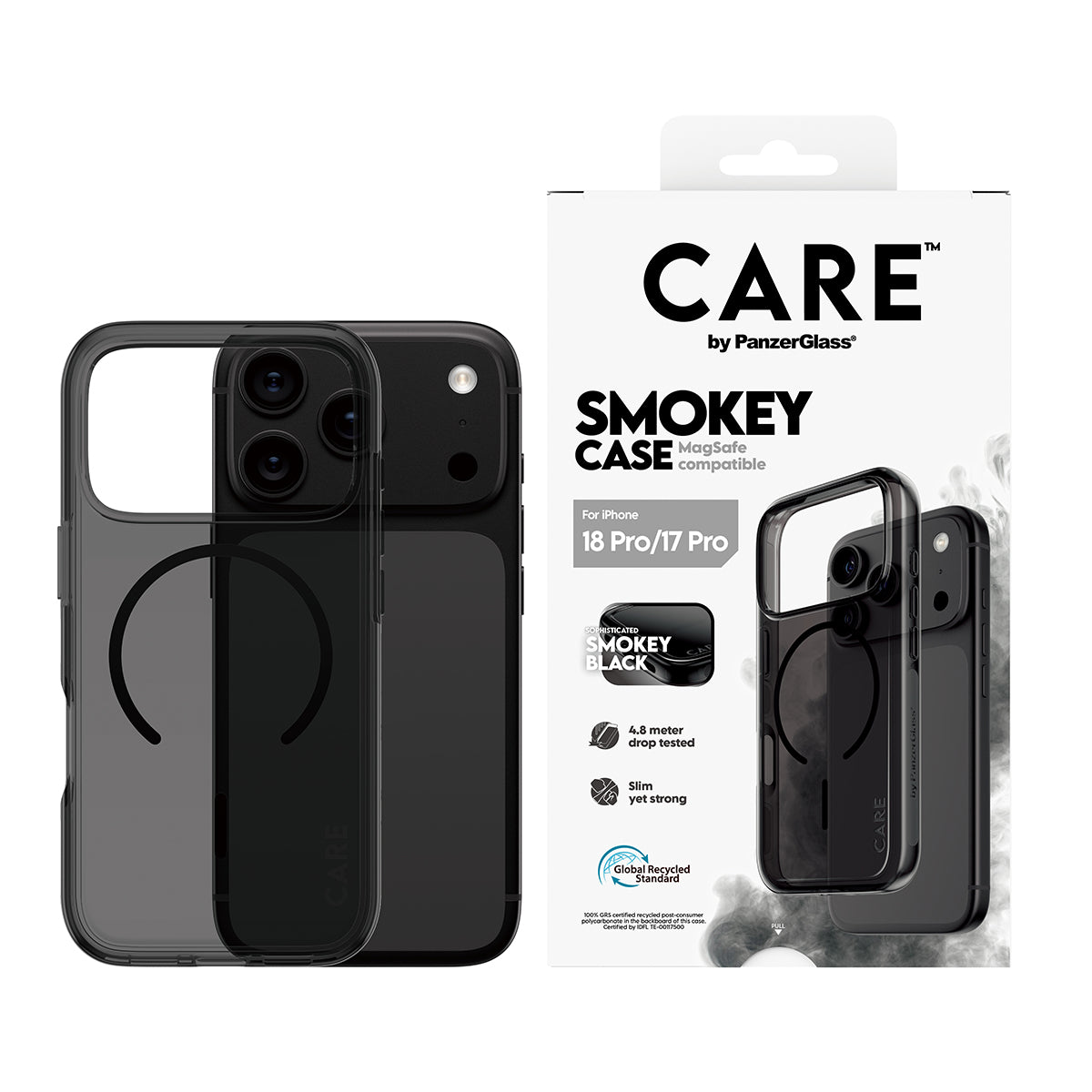 CARE by PanzerGlass iPhone 18 Pro URBAN EXPORER Case | MagSafe Compatible, Strong Drop Protection, Slim Protective Design, Recycled Plastic, Raised Camera & Screen Edges - Black/Smokey