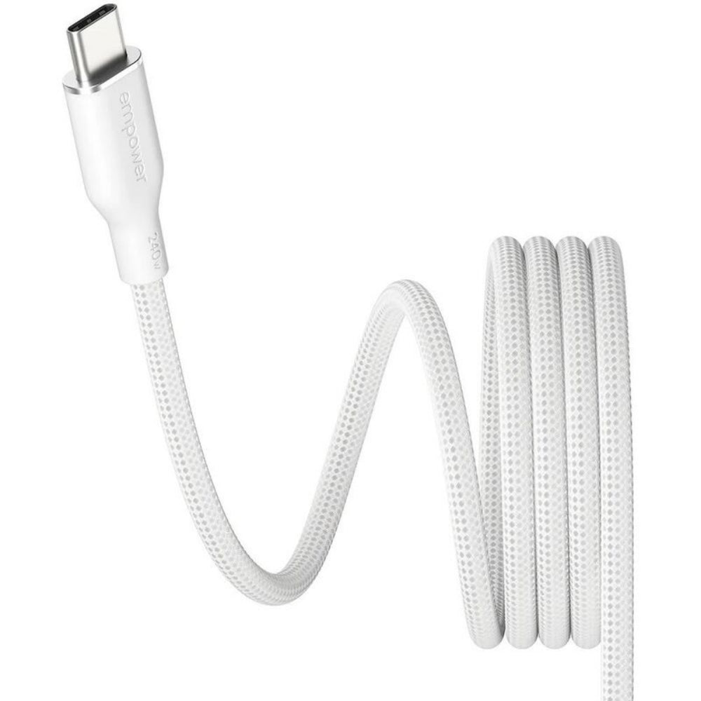 PanzerGlass Empower USB-C To USB-C Cable 240W| Fast Charging Cable with Magnetic Coiling Design, 1.5M Length, for Laptops, Tablets, Phones, USB-C Device, White