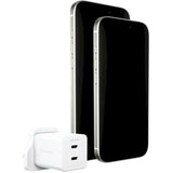 PanzerGlass Wall Charger Type C 45W EMPOWER, Dual Ports 2x USB-C, Fast Hi-Speed GAN Charging, MacBook Pro/Air, Laptop, Tablet, iPhone, Samsung, UK Plug, Silver White