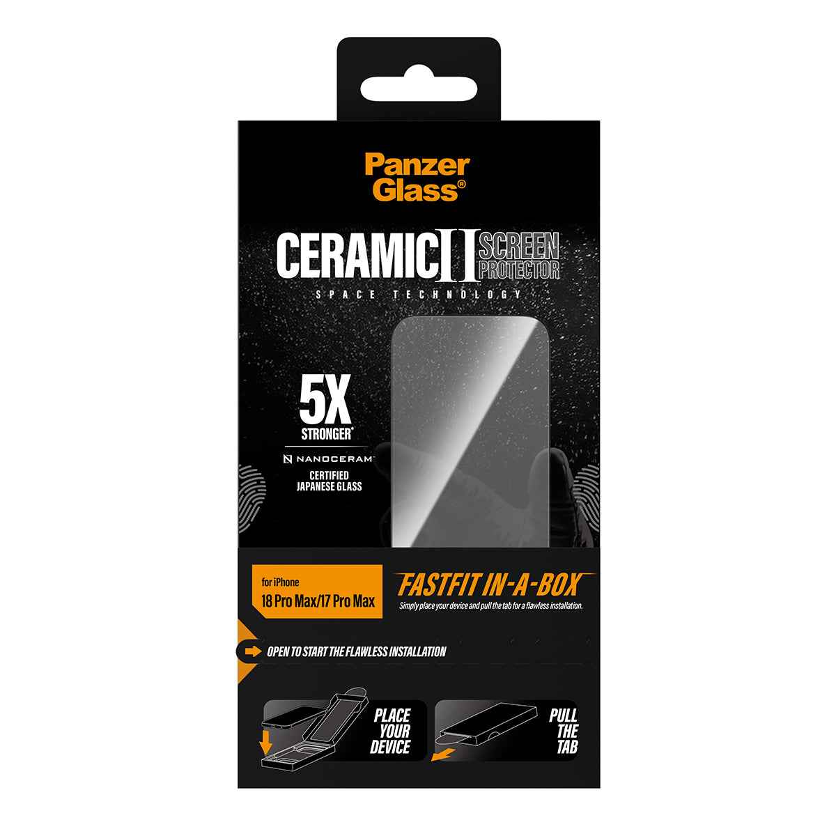 PanzerGlass iPhone 18 Pro Max Screen Protector CERAMIC II | 5X Ultra Strong Full Screen Japanese Tempered Glass, Drop/Scratch Protection, Anti-Fingerprint, Case Friendly, Easy Install - Clear