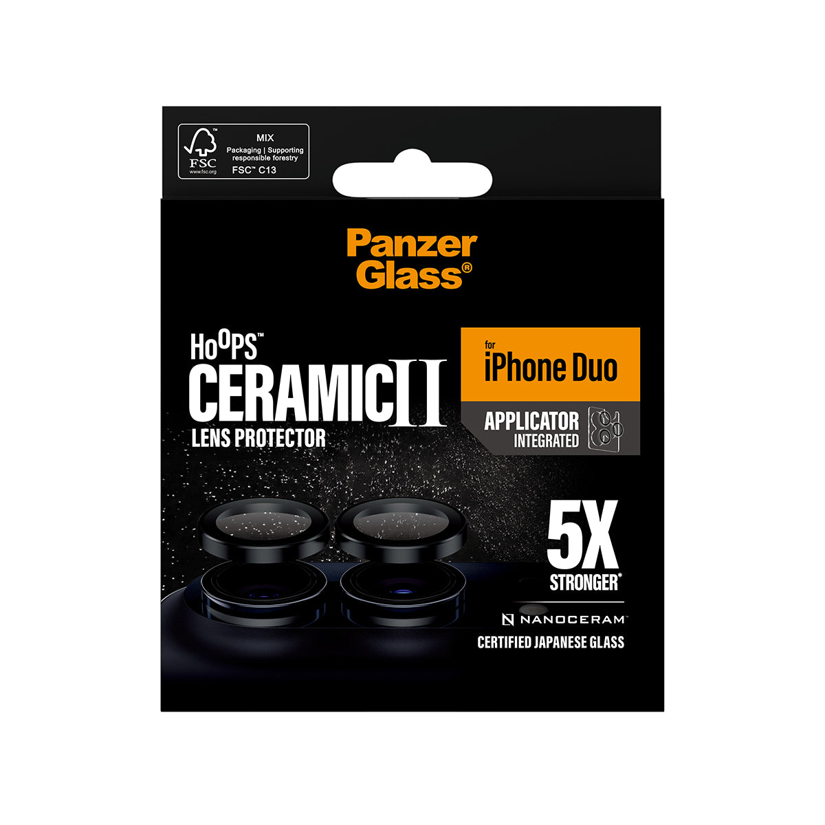 PanzerGlass Hoops Ceramic Camera Lens Protector for iPhone Duo | Ceramic Glass, Aluminum Frame, Scratch & Shock Resistant, Easy Applicator