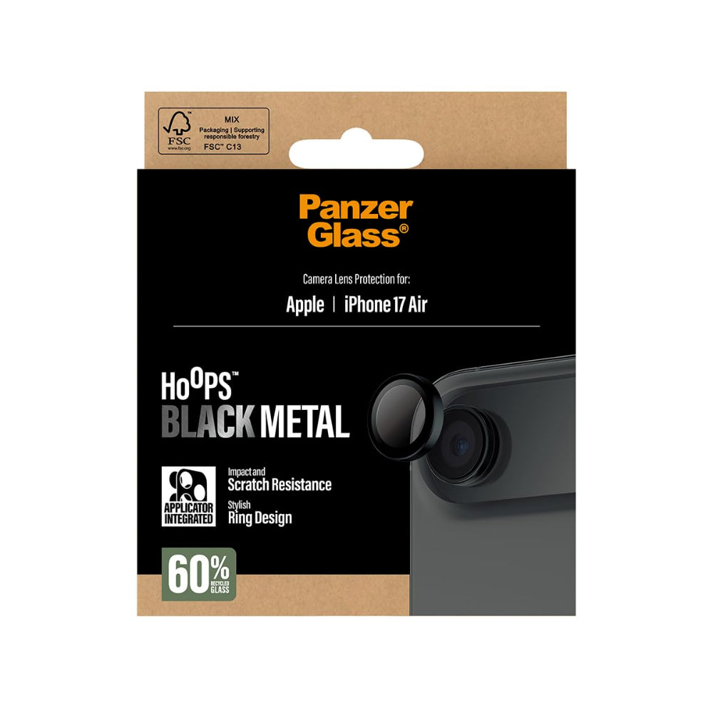 PanzerGlass iPhone 17 Air Camera Lens Protector Hoops, Rings w/ High Clarity, Anti-Scratch Anti-Fingerprint, No Image Distortion, Easy Install, Black
