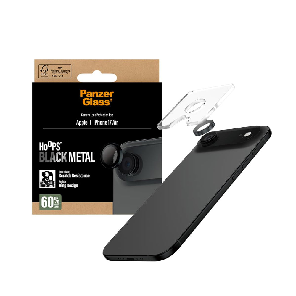 PanzerGlass iPhone 17 Air Camera Lens Protector Hoops, Rings w/ High Clarity, Anti-Scratch Anti-Fingerprint, No Image Distortion, Easy Install, Black