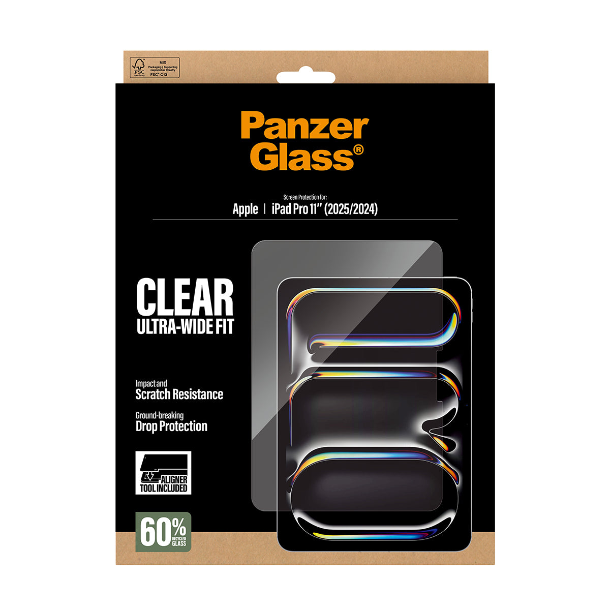 PanzerGlass Clear Screen Protector for iPad Pro 11" M4| Full Screen Tempered Glass, Drop Scratch Protection, Anti-Fingerprint, No Bubbles w/ Easy Install Tool - Clear