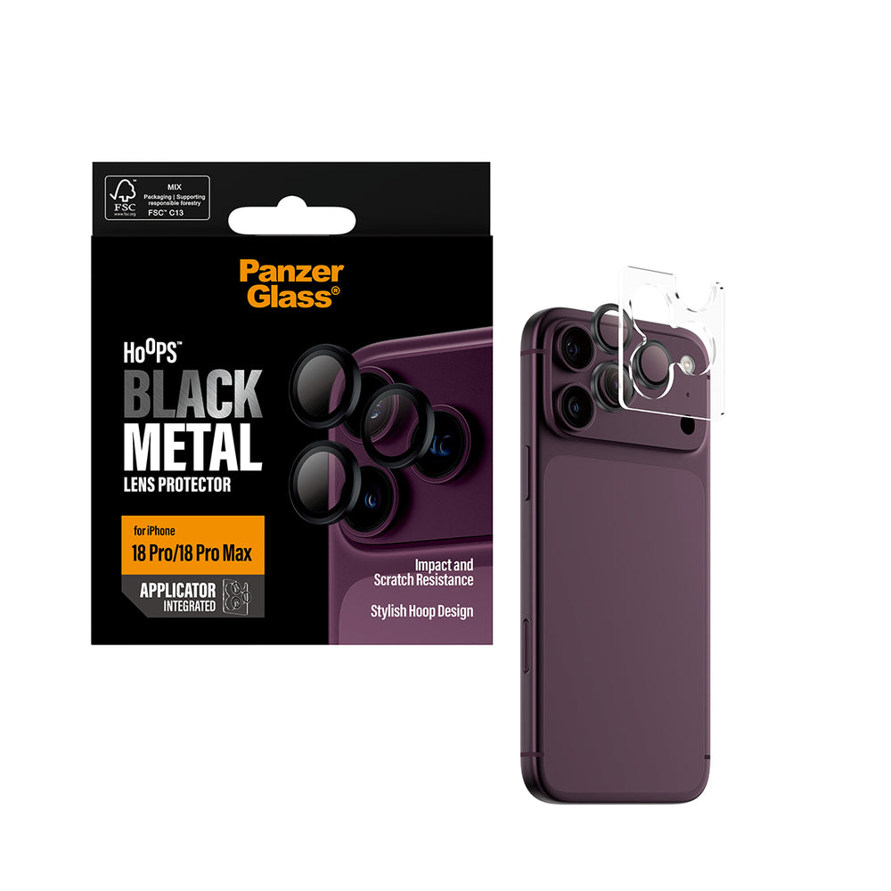 PanzerGlass iPhone 18 Pro and iPhone 18 Pro Max Hoops Camera Lens Protectors| Individual Lens Guards, Scratch & Shatter Protection, Integrated Applicator, Easy Install - Black