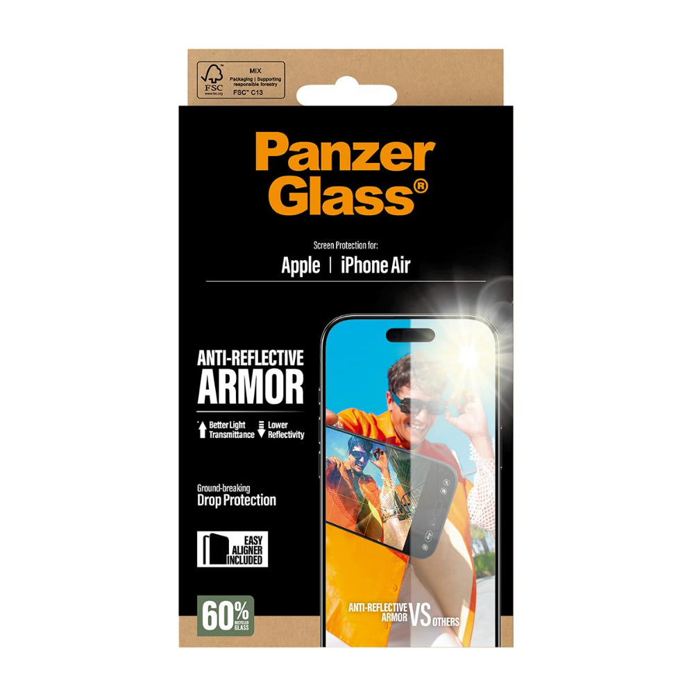 PanzerGlass iPhone 17 Air Screen Protector 6.9" ANTI-REFLECTIVE ARMOR, Full Screen Anti- Reflecting Tempered Glass, Drop/Scratch Protection, Anti-Fingerprint, Easy Install Kit, Clear