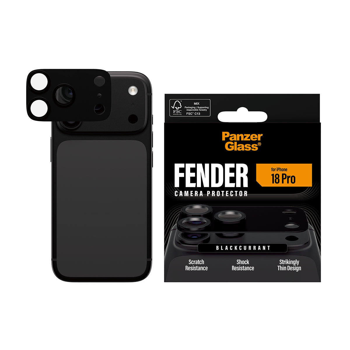 PanzerGlass iPhone 18 Pro FENDER Camera Protector | Full Camera Island Protection, Matte Aluminum Frame, Tempered Glass Lens Guard, Color-Matched, Scratch & Impact Protection, Black