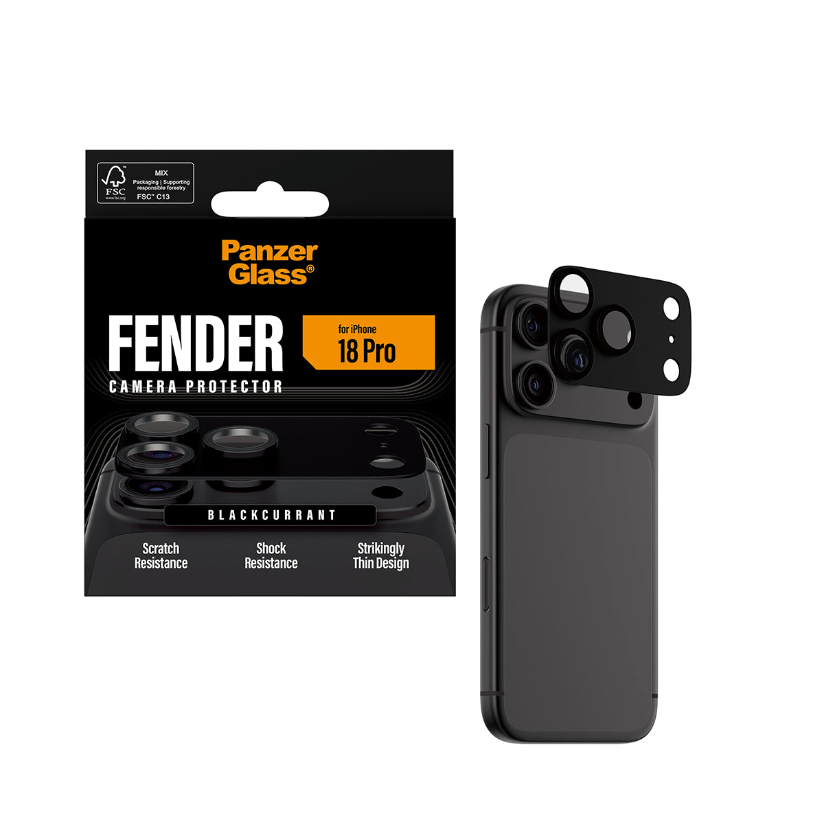 PanzerGlass iPhone 18 Pro FENDER Camera Protector | Full Camera Island Protection, Matte Aluminum Frame, Tempered Glass Lens Guard, Color-Matched, Scratch & Impact Protection, Black
