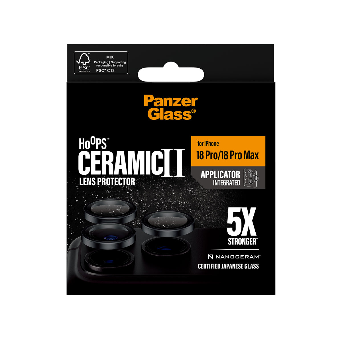 PanzerGlass iPhone 18 Pro and iPhone 18 Pro Max Ceramic Hoops Camera Lens Protectors| 5x Stronger Ceramic Lens Guards, Scratch & Shatter Protection, Integrated Applicator, Easy Install