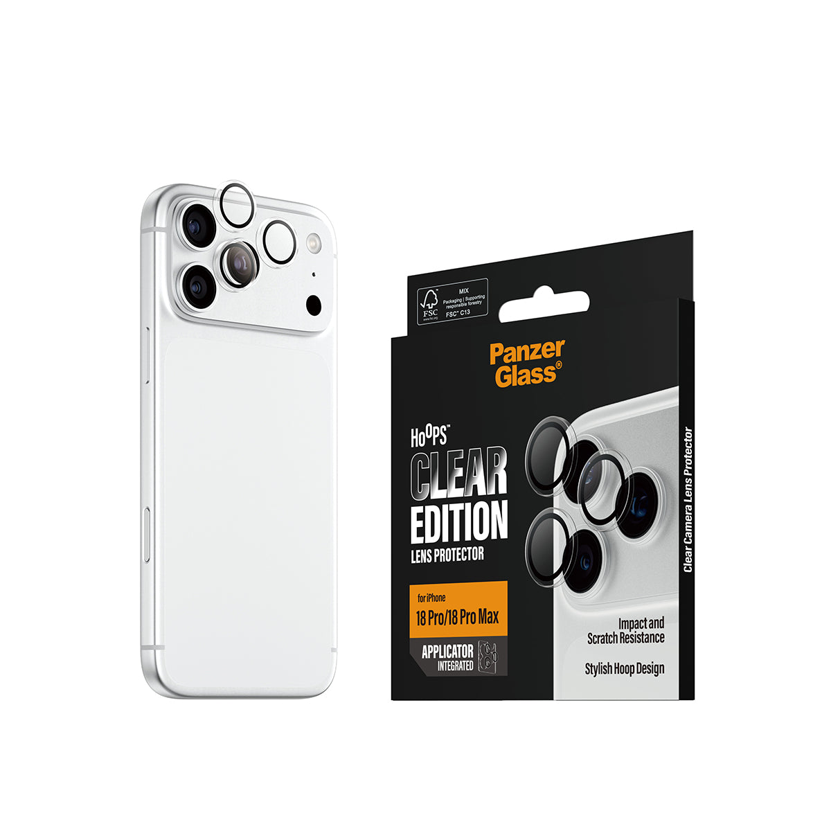 PanzerGlass iPhone 18 Pro and iPhone 18 Pro Max Hoops Camera Lens Protectors| Individual Lens Guards, Scratch & Shatter Protection, Integrated Applicator, Easy Install - Transparent