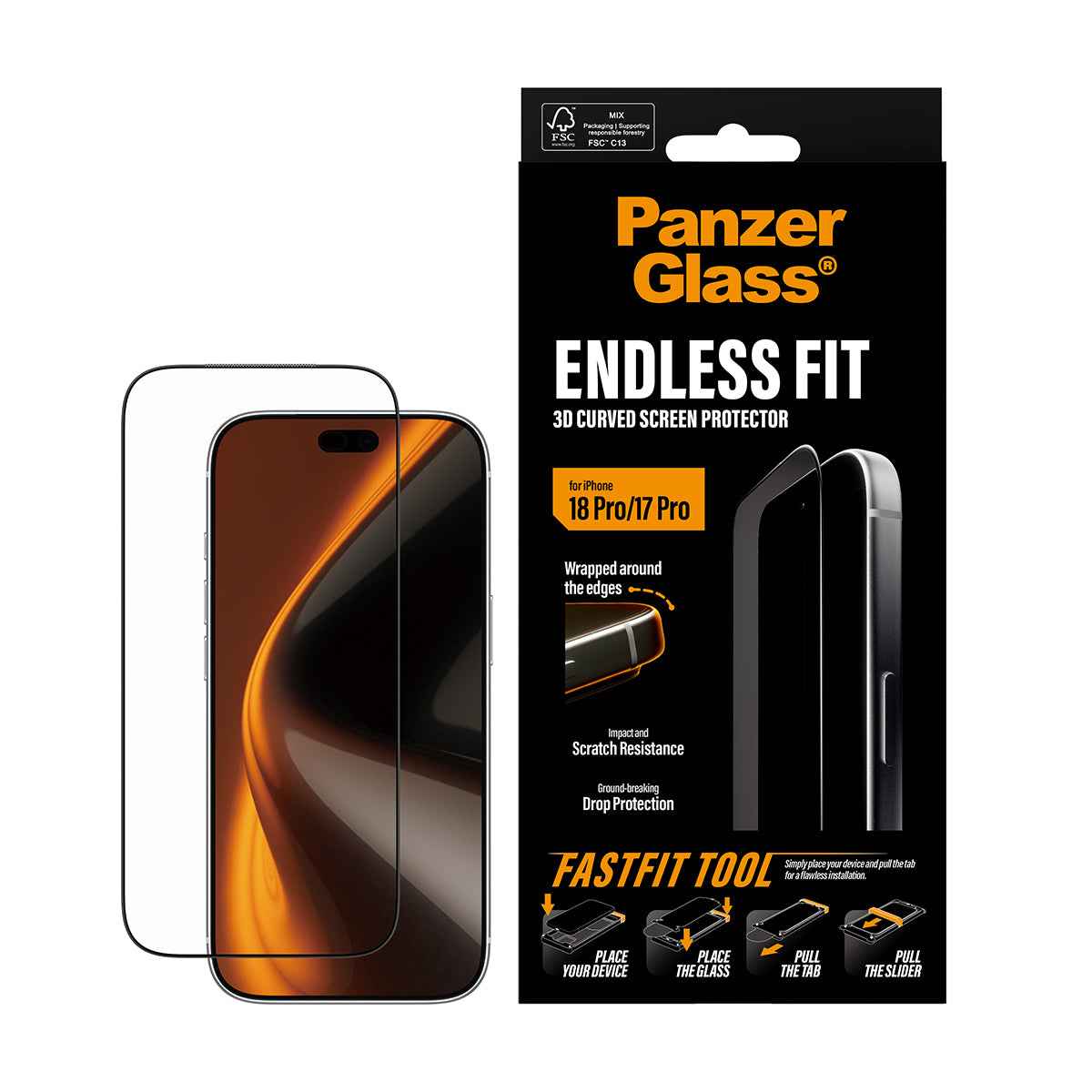 PanzerGlass iPhone 18 Pro Ultra-Wide Fit Clear Screen Protector | Edge-to-Edge Tempered Glass, Scratch & Impact Protection, Anti-Static Adhesive, FastFit In-A-Box Easy Install, Clear